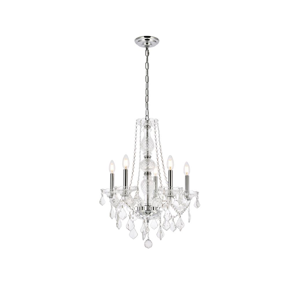 Verona 5 Light Chrome Chandelier Clear Royal Cut Crystal. Picture 1