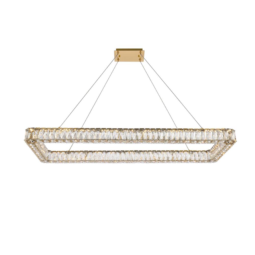 Monroe 50 Inch Led Single Rectangle Pendant In Gold. Picture 1