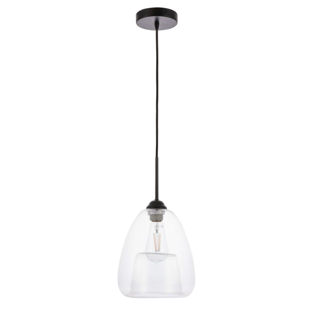 Kason 1 Light Black And Clear Glass Pendant. Picture 6