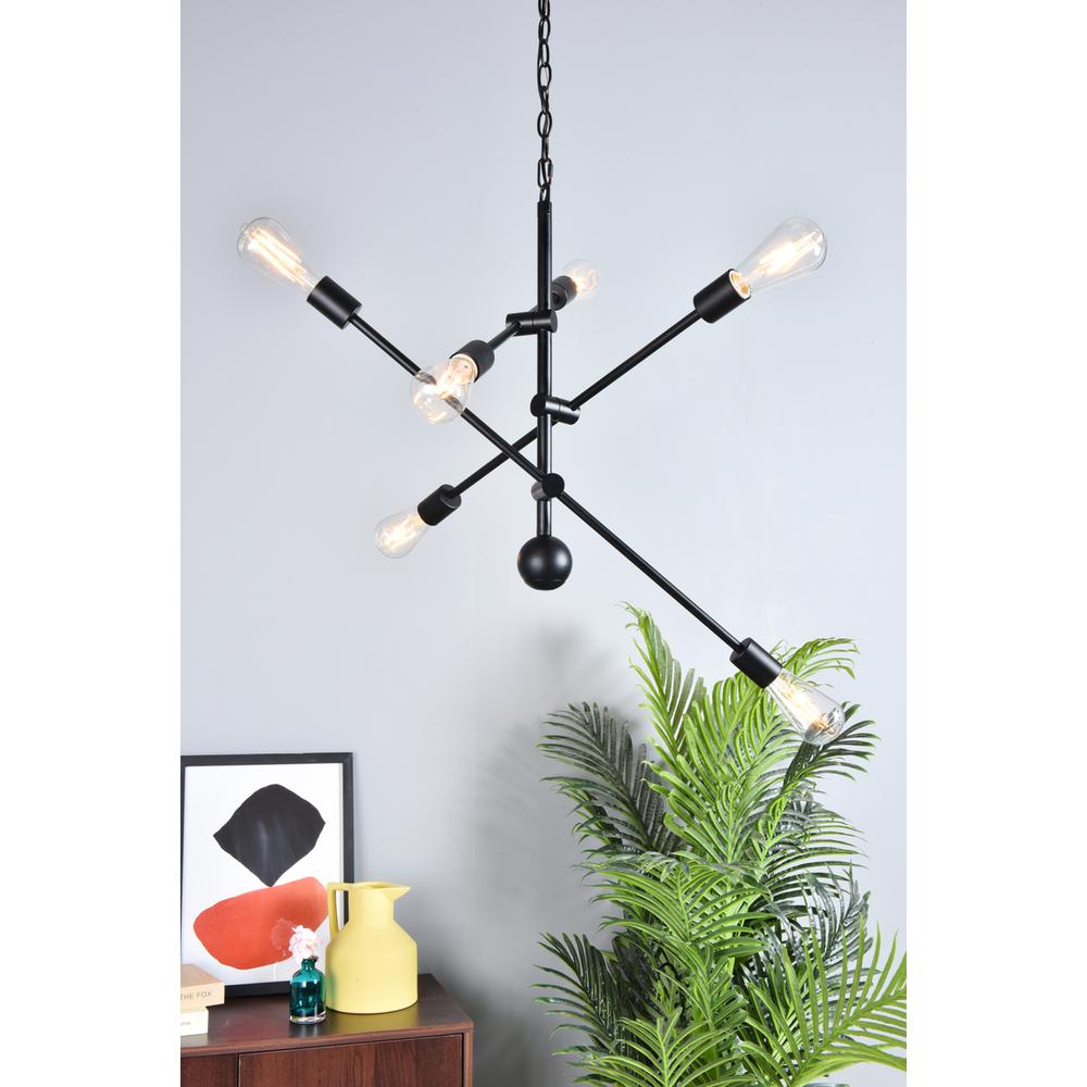 Axel 6 Lights Black Pendant With Chain. Picture 6
