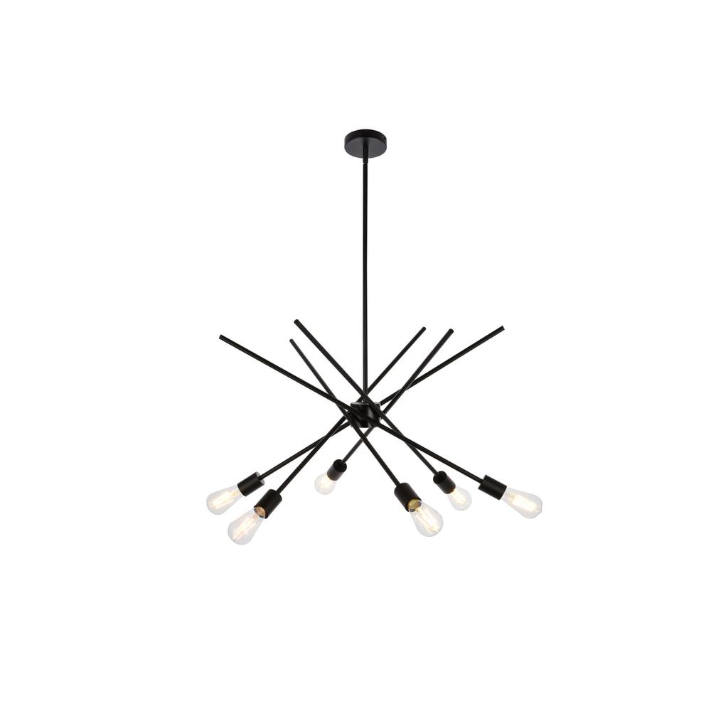 Armin 6 Lights Pendant In Black With Brass. Picture 1