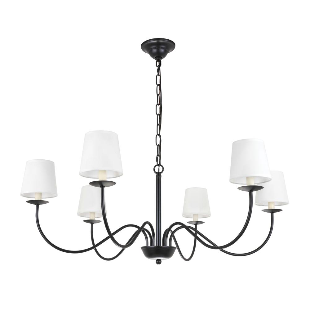Eclipse 6 Light Black And White Shade Chandelier. Picture 5