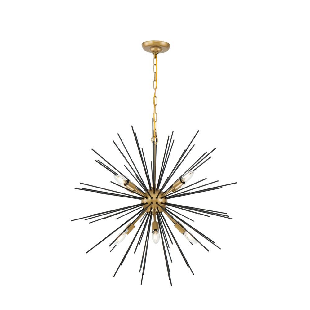 Timber 8 Light Brass And Black Pendant. Picture 5