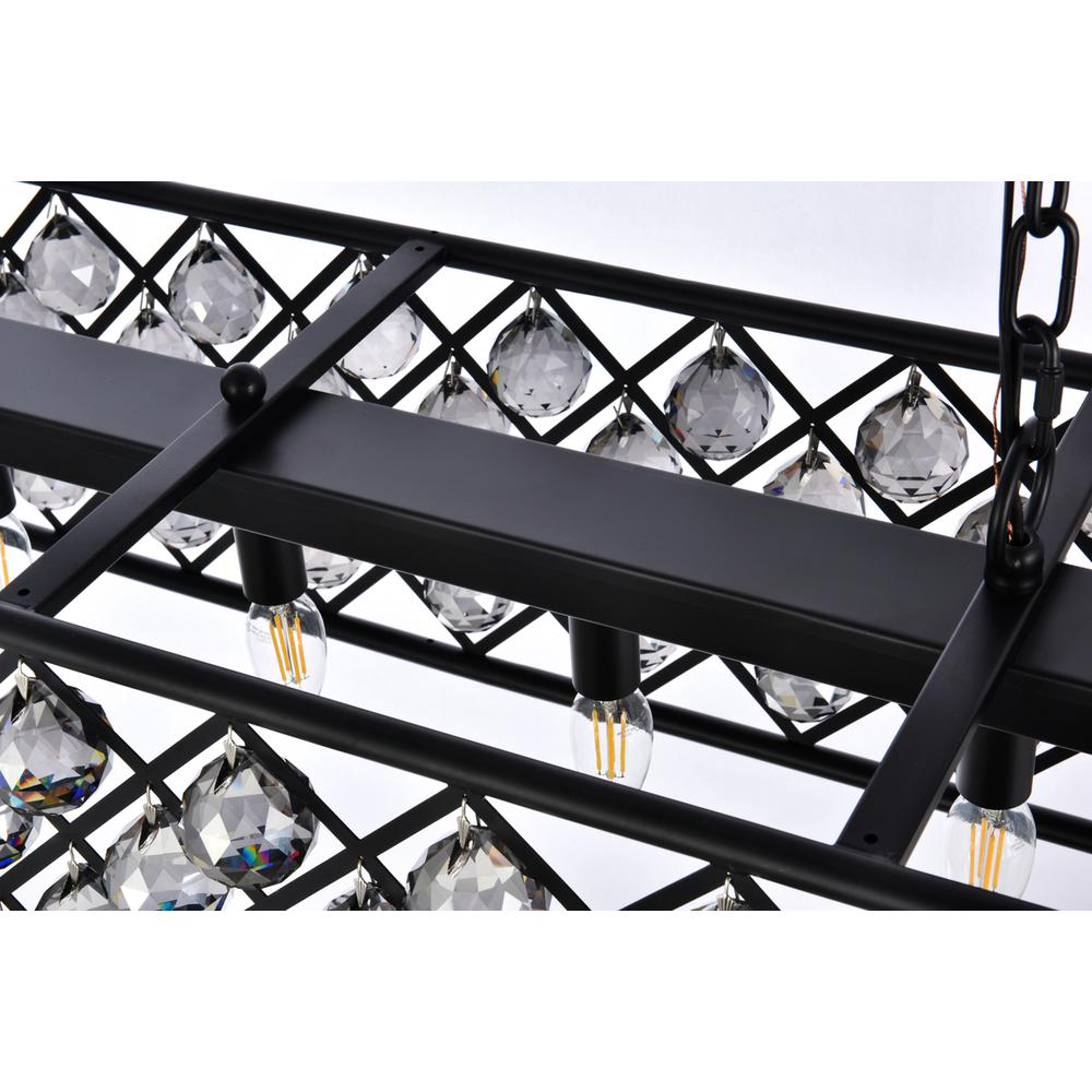 Madison 7 Light Matte Black Chandelier Silver Shade (Grey) Royal Cut Crystal. Picture 4