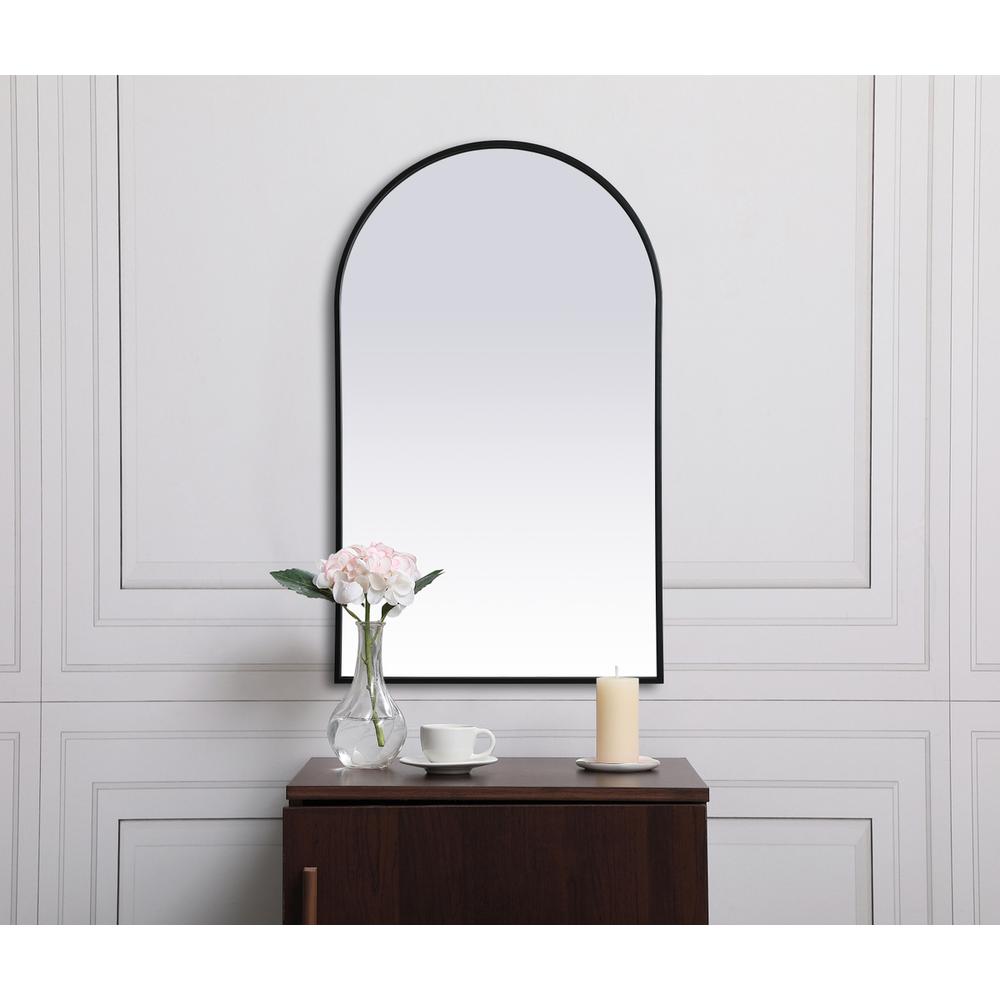 Metal Frame Arch Mirror 24X40 Inch In Black. Picture 3