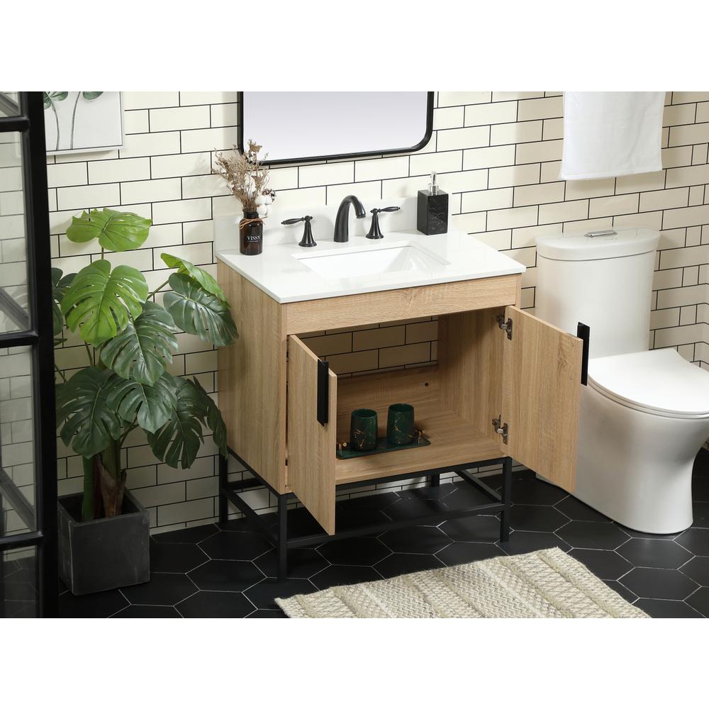 30 Inch Single Bathroom Vanity In Mango Wood With Backsplash. Picture 3