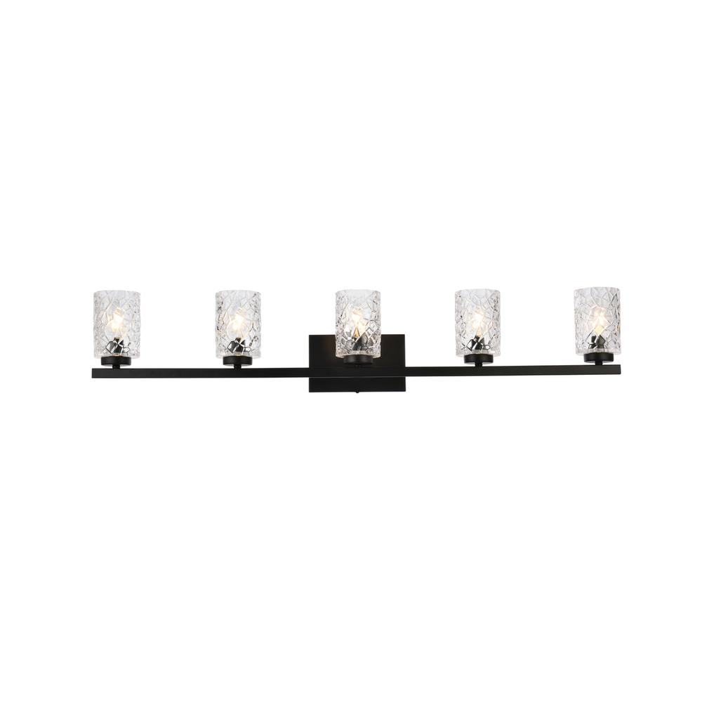 Cassie 5 Lights Bath Sconce In Black With Clear Shade. Picture 1