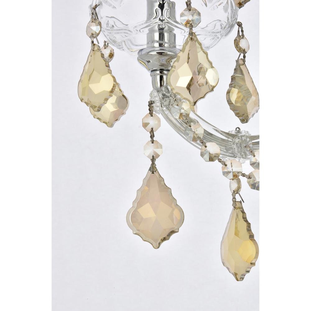 Maria Theresa 3 Light Chrome Wall Sconce Golden Teak (Smoky) Royal Cut Crystal. Picture 4