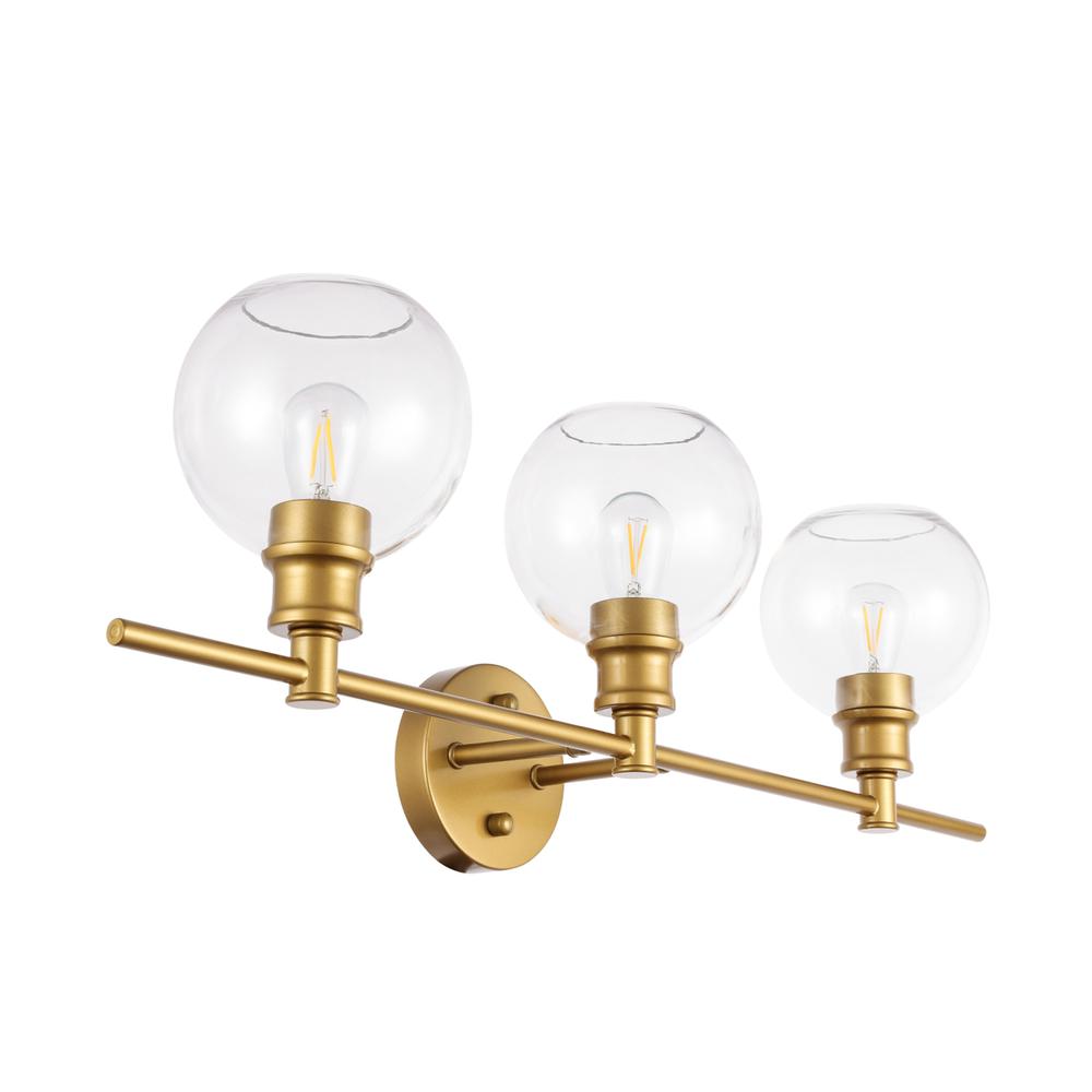 Collier 3 Light Brass And Clear Glass Wall Sconce. Picture 8