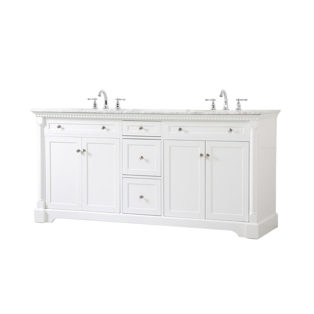 72 Inch Double Bathroom Vanity In White. Picture 7