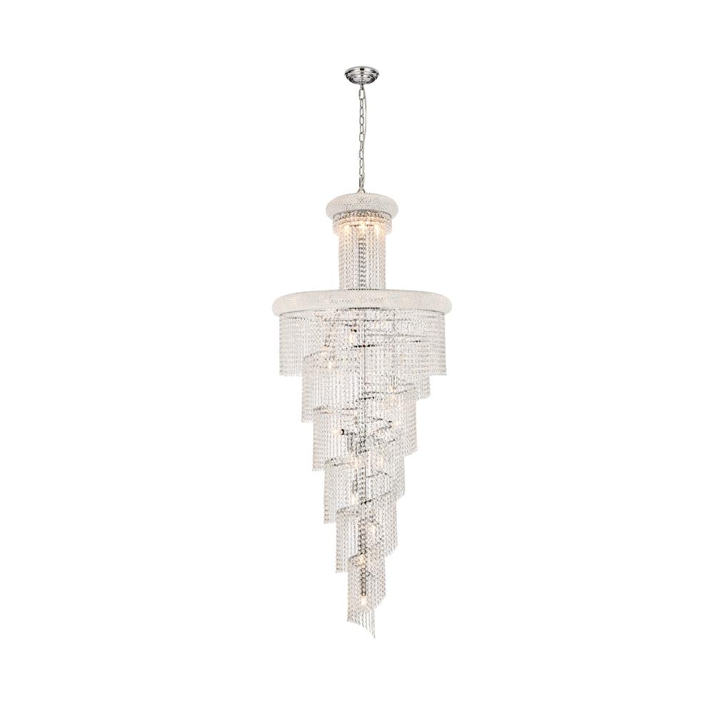Spiral 28 Light Chrome Chandelier Clear Royal Cut Crystal. Picture 1