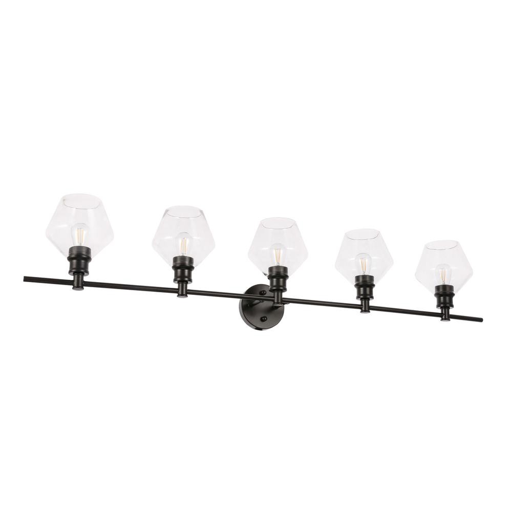 Gene 5 Light Black And Clear Glass Wall Sconce. Picture 4