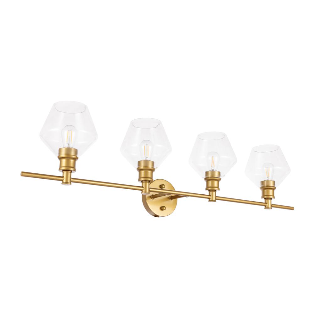 Gene 4 Light Brass And Clear Glass Wall Sconce. Picture 6