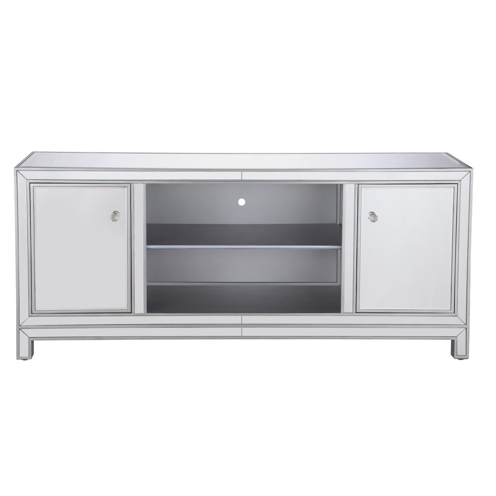 60 In. Mirrored Tv Stand In Antique Silver. Picture 1