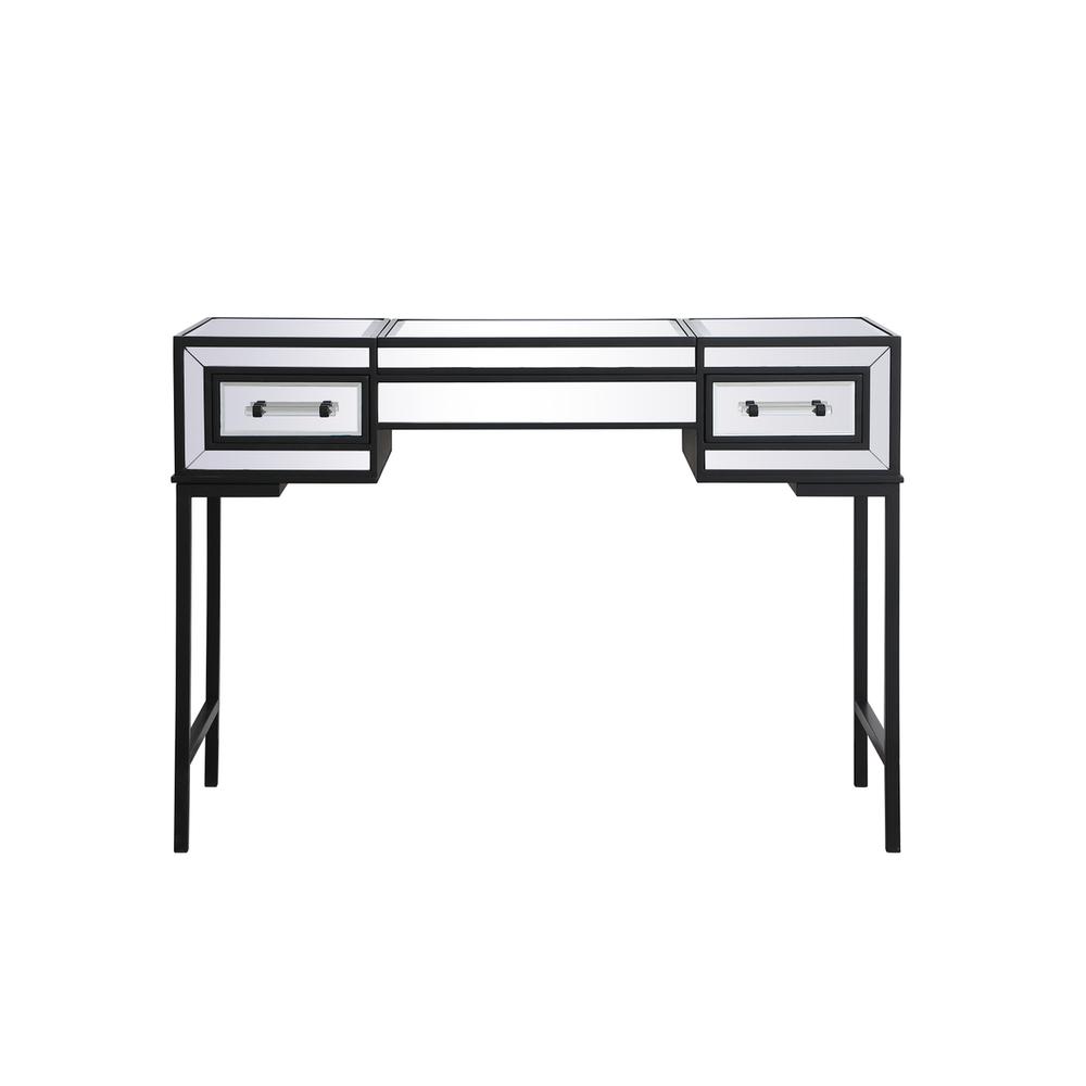 42 Inch Mirrored Flip Top Vanity Table In Black. Picture 1