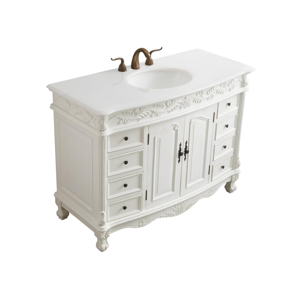 48 Inch Single Bathroom Vanity In Antique White. Picture 5