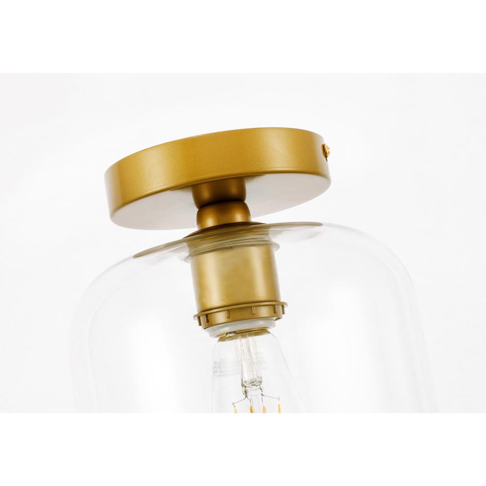 Collier 1 Light Brass And Clear Glass Flush Mount. Picture 11