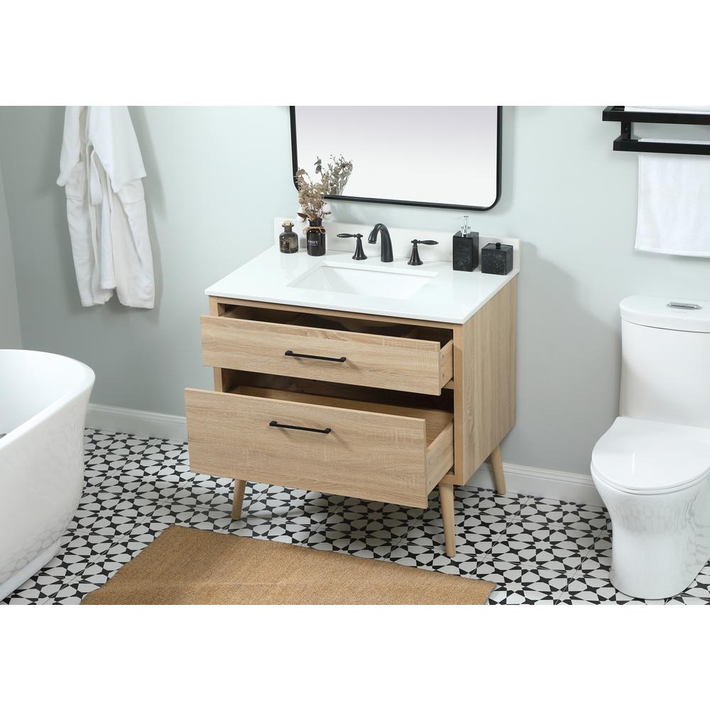 36 Inch Single Bathroom Vanity In Mango Wood With Backsplash. Picture 3
