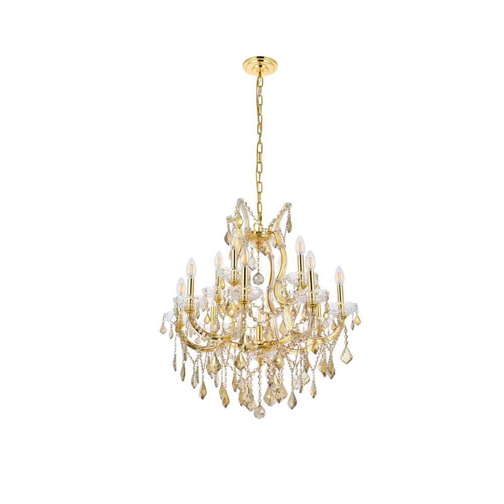 Maria Theresa 13 Light Gold Chandelier Golden Teak (Smoky) Royal Cut Crystal. Picture 6