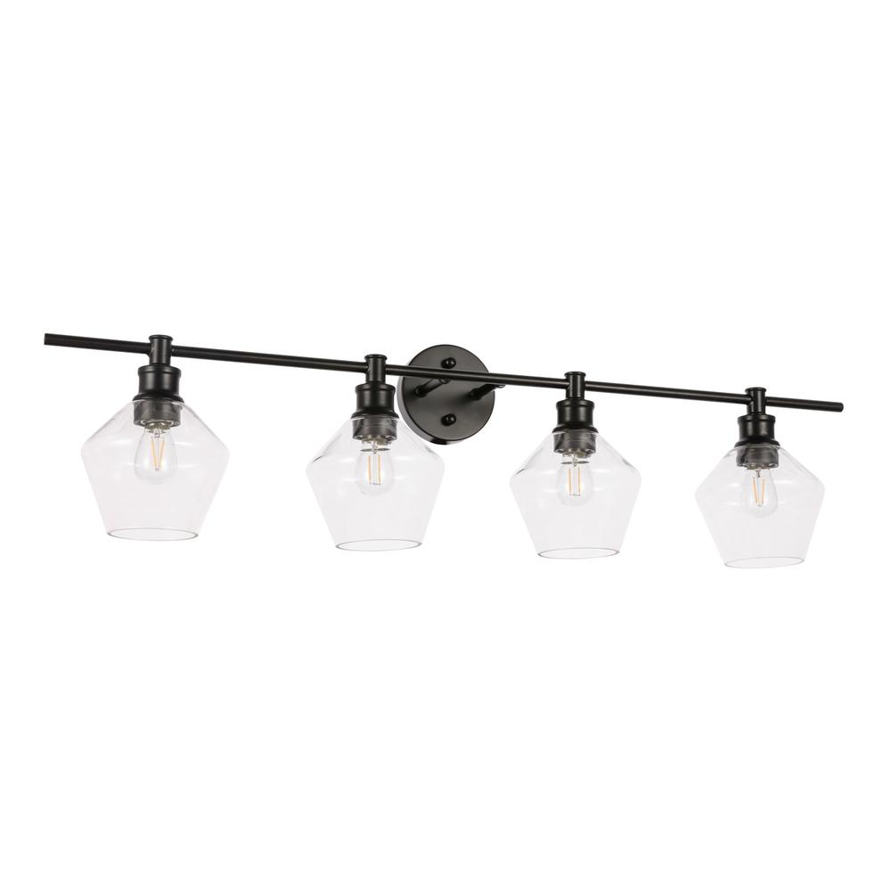 Gene 4 Light Black And Clear Glass Wall Sconce. Picture 12