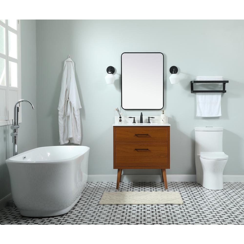 30 Inch Single Bathroom Vanity In Teak With Backsplash. Picture 4
