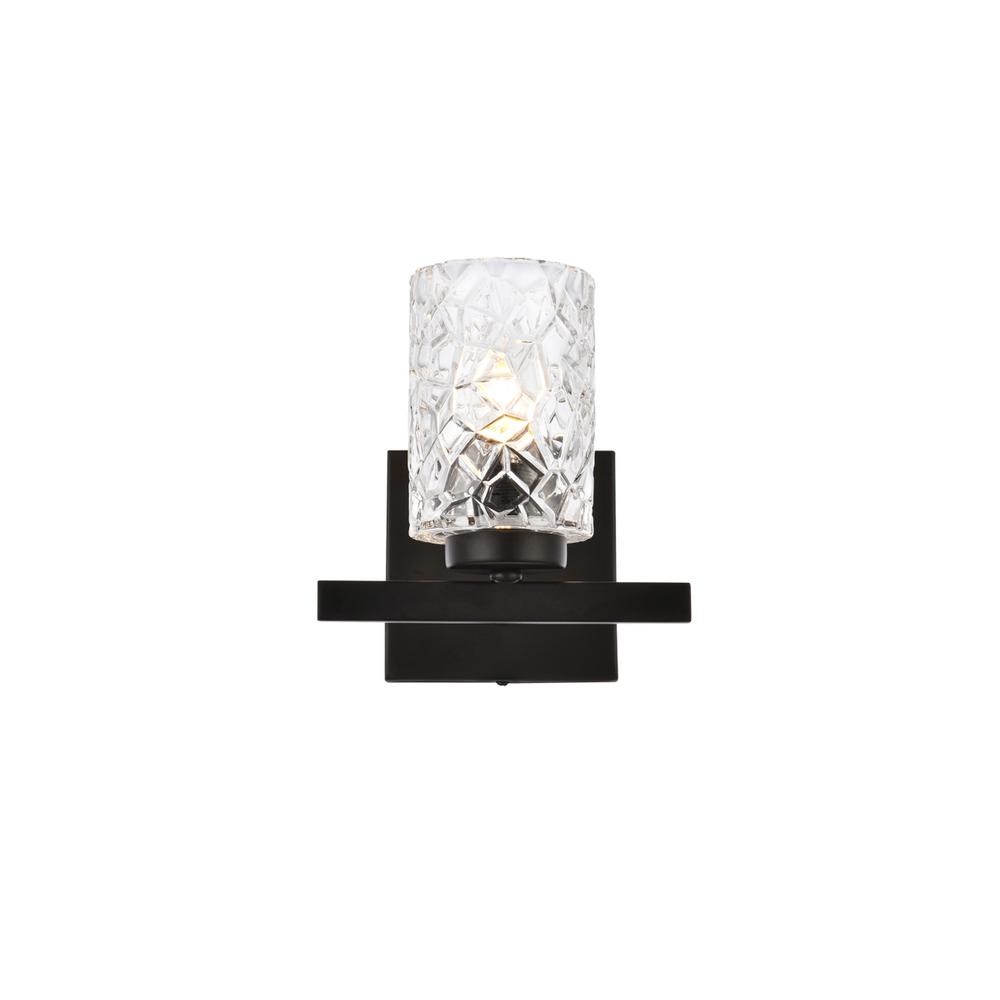 Cassie 1 Light Bath Sconce In Black With Clear Shade. Picture 1