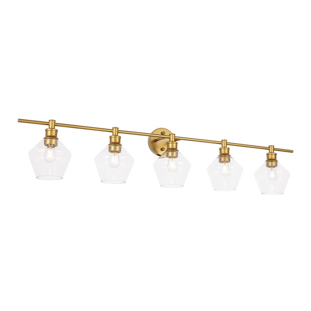 Gene 5 Light Brass And Clear Glass Wall Sconce. Picture 11
