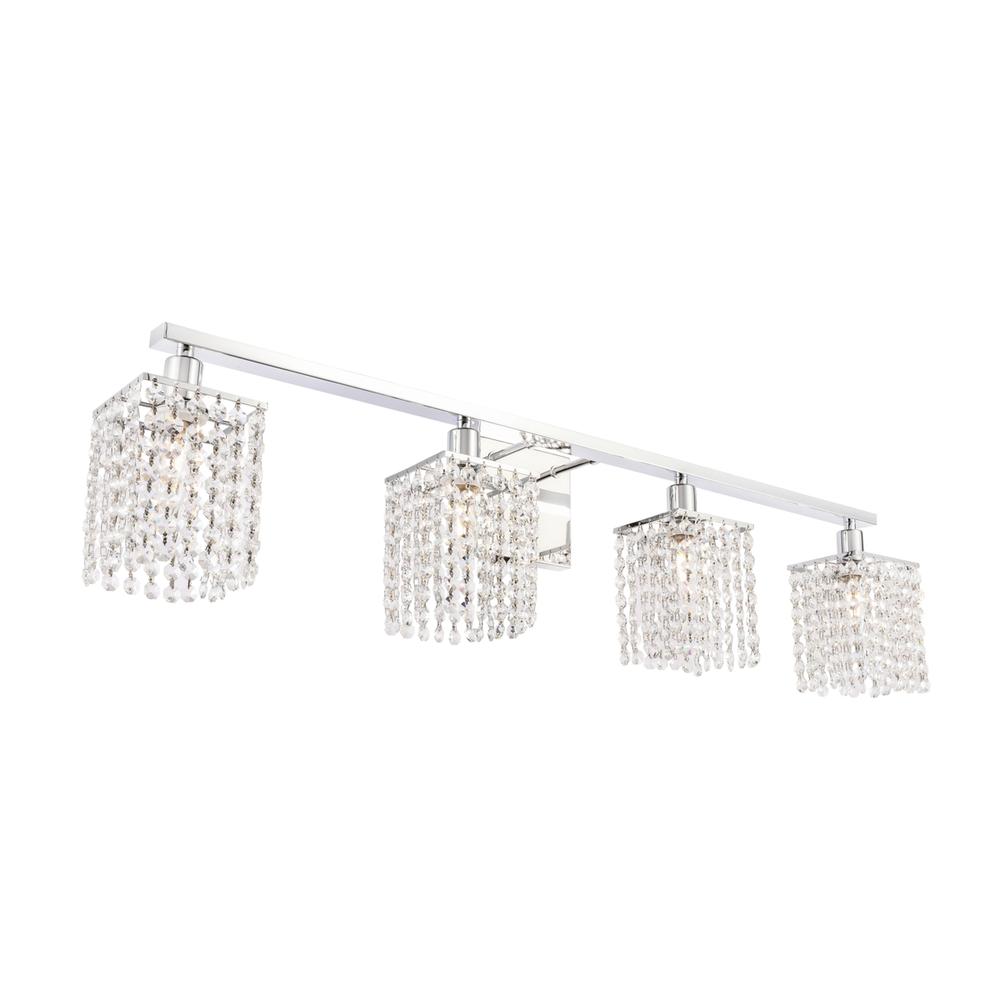 Phineas 4 Light Chrome And Clear Crystals Wall Sconce. Picture 5