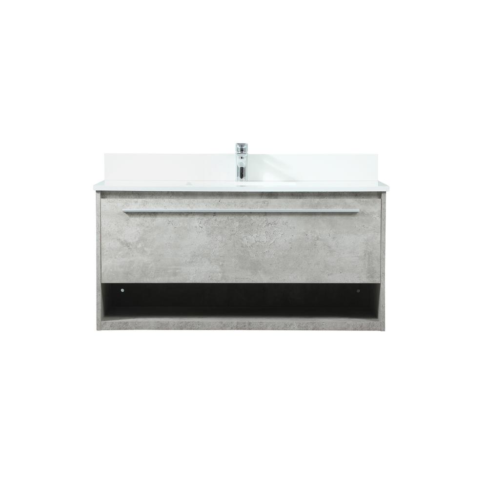 40 Inch Single Bathroom Vanity In Concrete Grey With Backsplash. Picture 1
