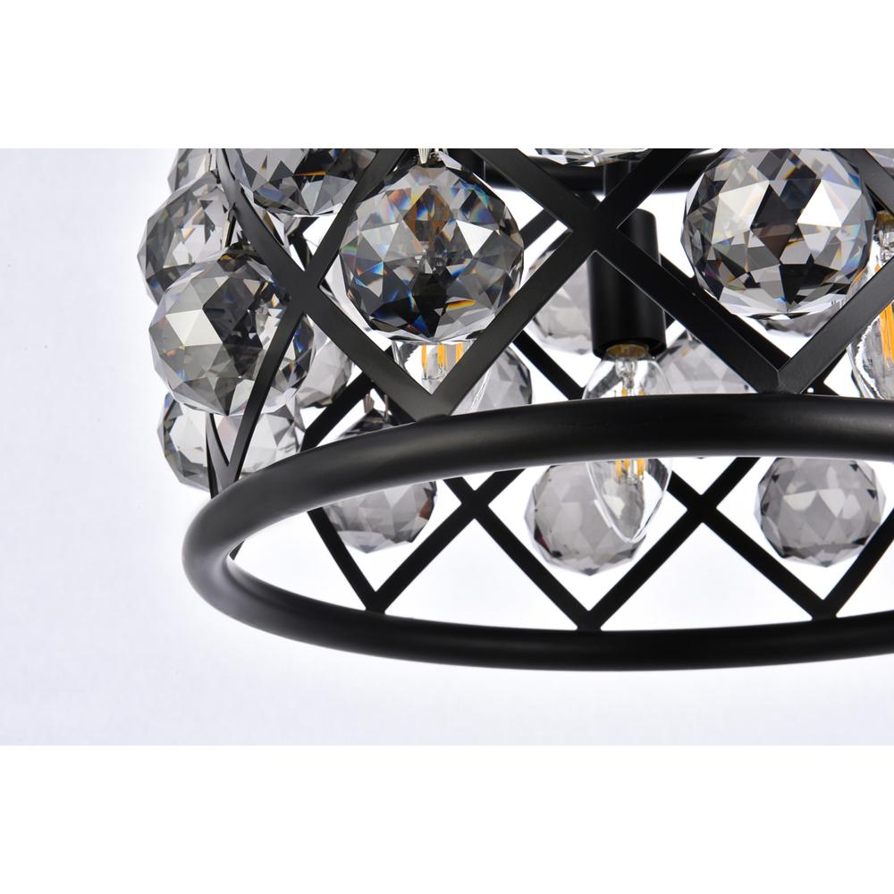 Madison 3 Light Matte Black Pendant Silver Shade (Grey) Royal Cut Crystal. Picture 3