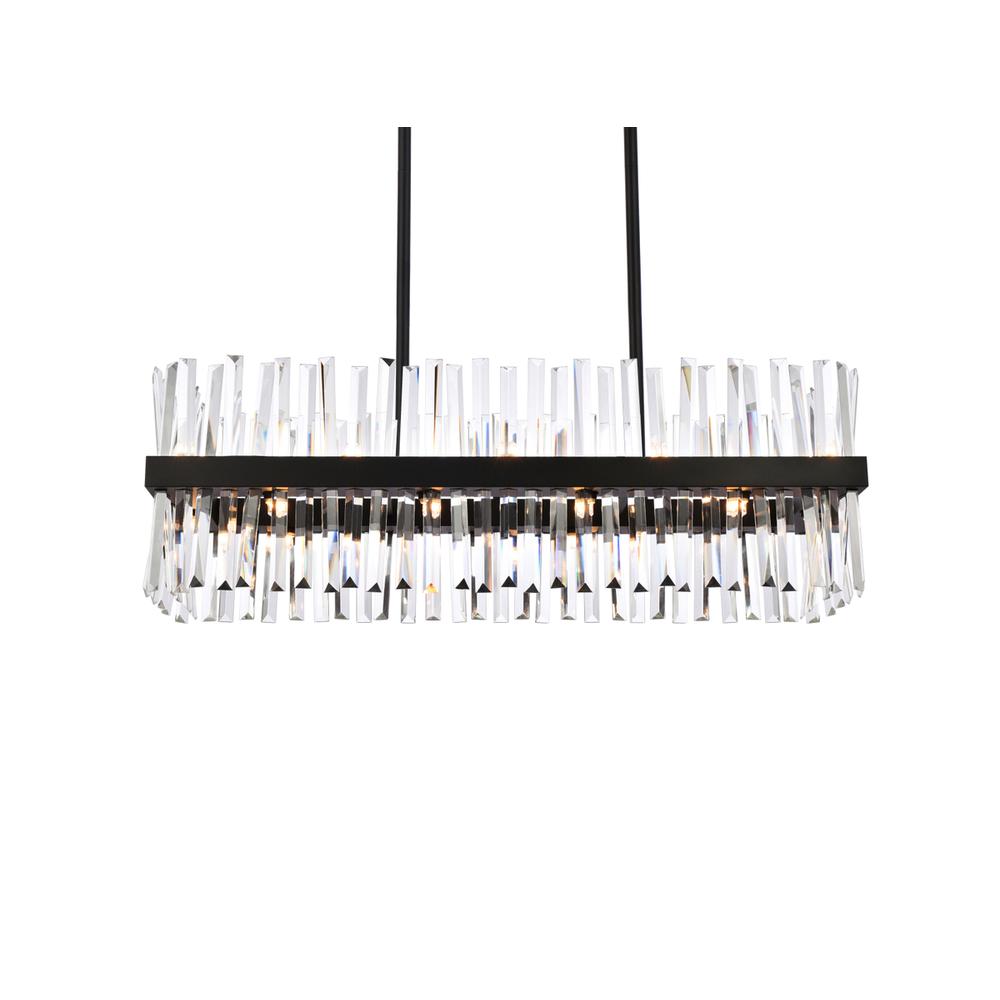 Serephina 36 Inch Crystal Rectangle Chandelier Light In Black. Picture 2