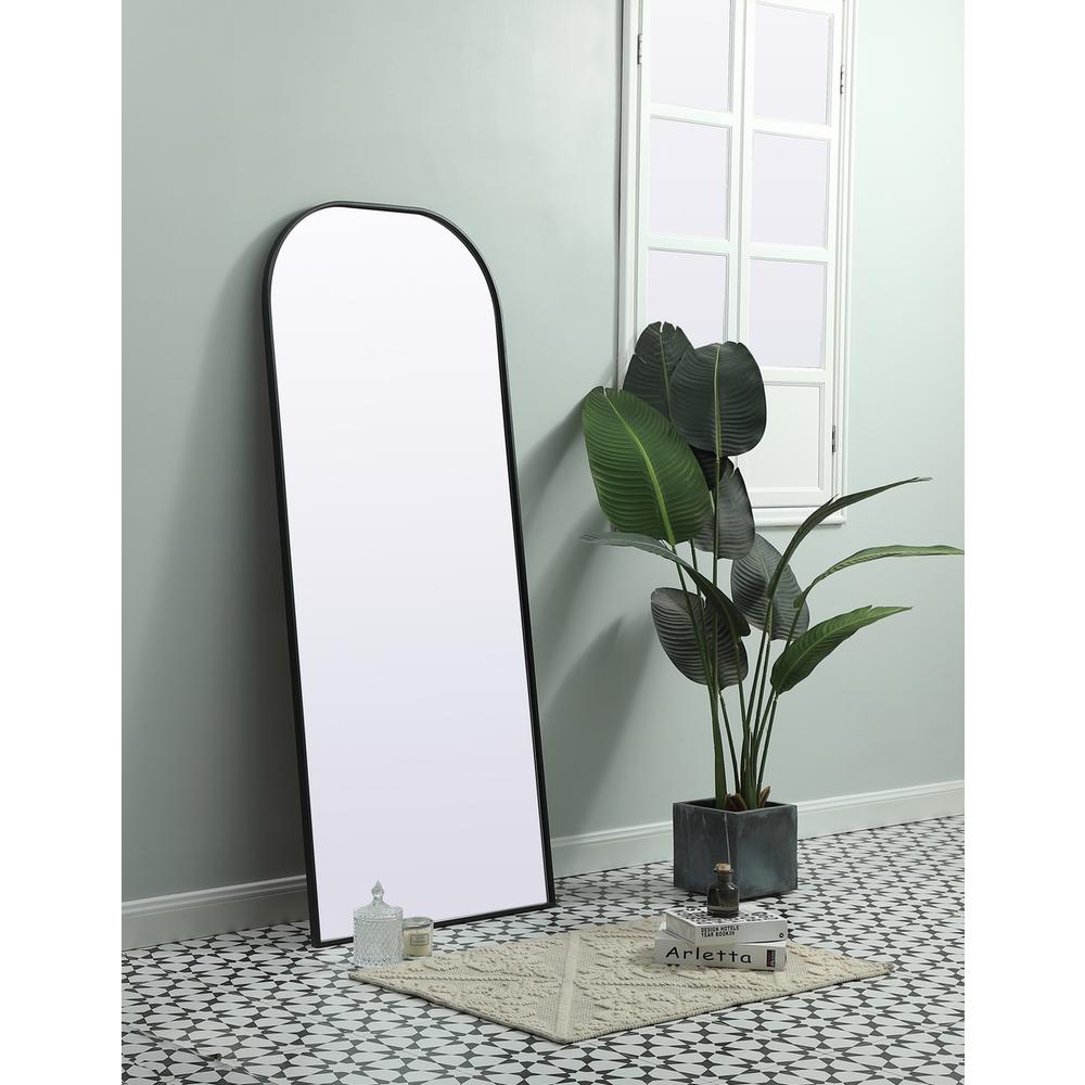 Metal Frame Arch Full Length Mirror 28X66 Inch In Black. Picture 2