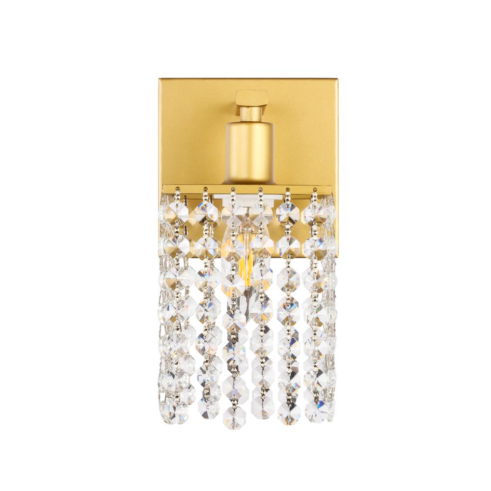 Phineas 1 Light Brass And Clear Crystals Wall Sconce. Picture 2