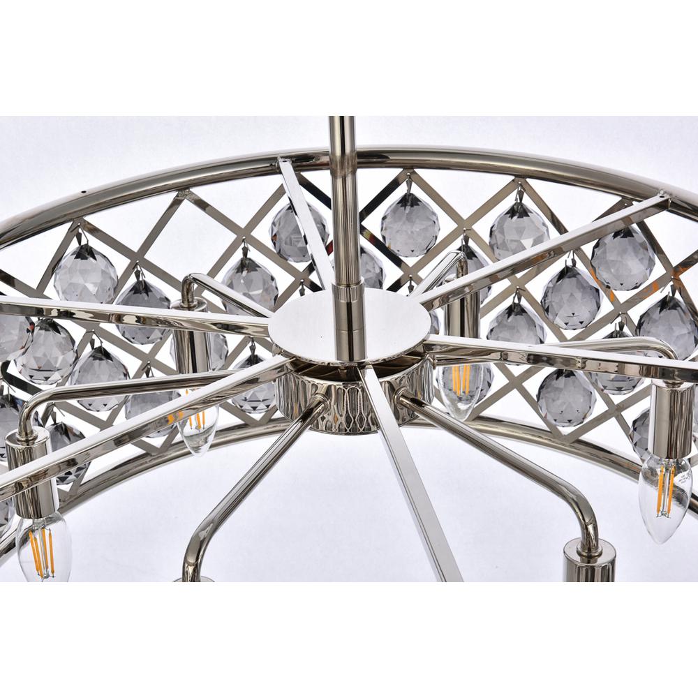 Madison 6 Light Polished Nickel Chandelier Silver Shade (Grey) Royal Cut Crystal. Picture 4