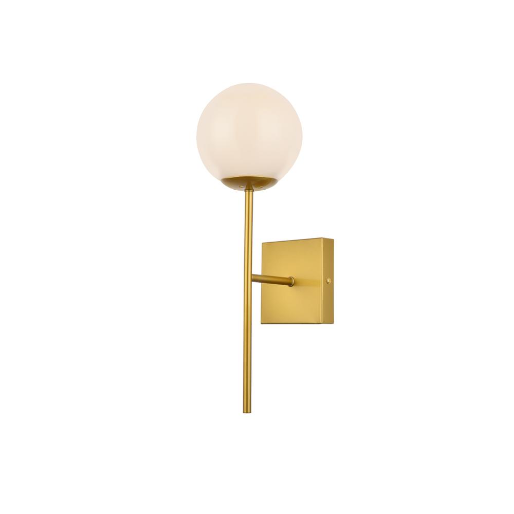 Neri 1 Light Brass And White Glass Wall Sconce. Picture 2