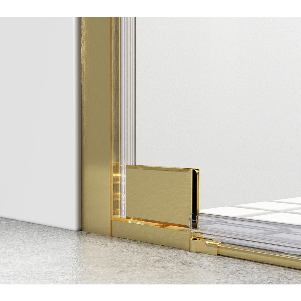 Semi-Frameless Hinged Shower Door 60 X 72 Brushed Gold. Picture 9