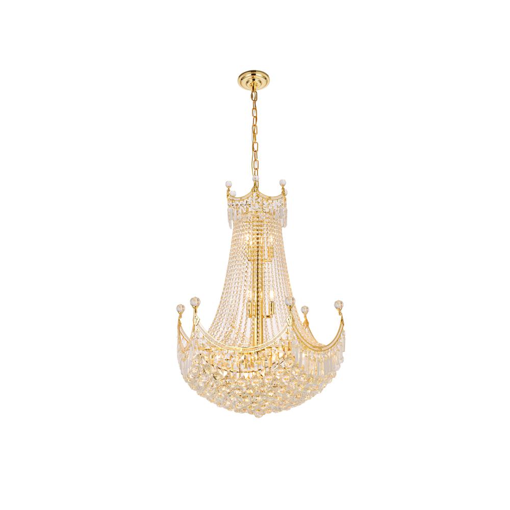 Corona 24 Light Gold Chandelier Clear Royal Cut Crystal. Picture 1