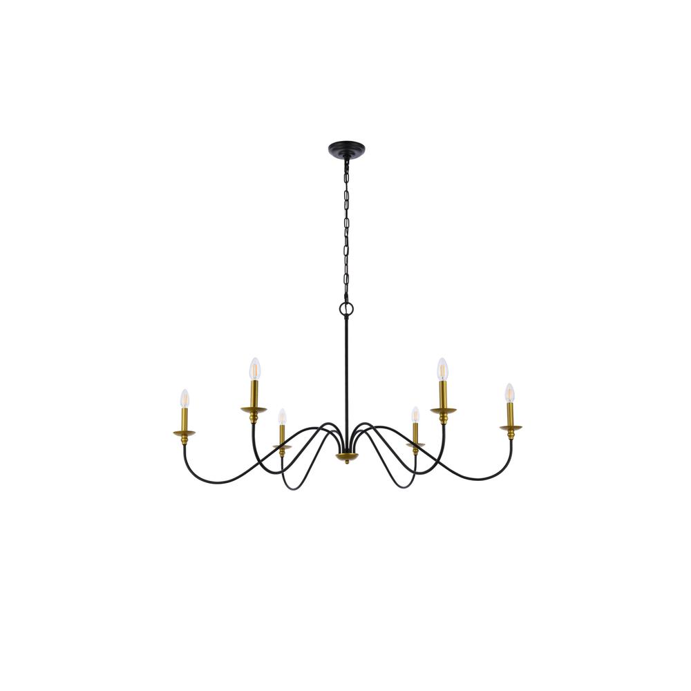 Rohan 48 Inch Chandelier In Matte Black And Brass. Picture 6