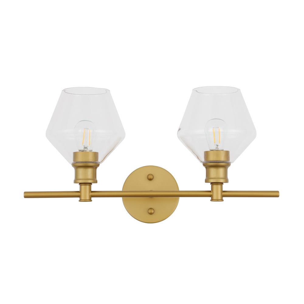 Gene 2 Light Brass And Clear Glass Wall Sconce. Picture 2