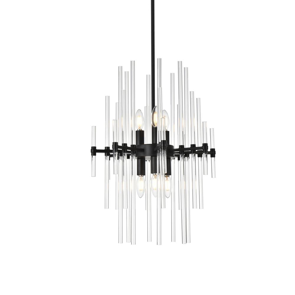 Sienna 17 Inch Crystal Rod Pendant In Black. Picture 2