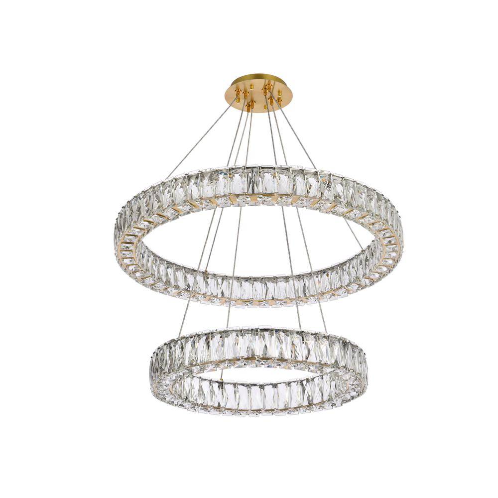 Monroe 28 Inch Led Double Ring Chandelier In Gold. Picture 6