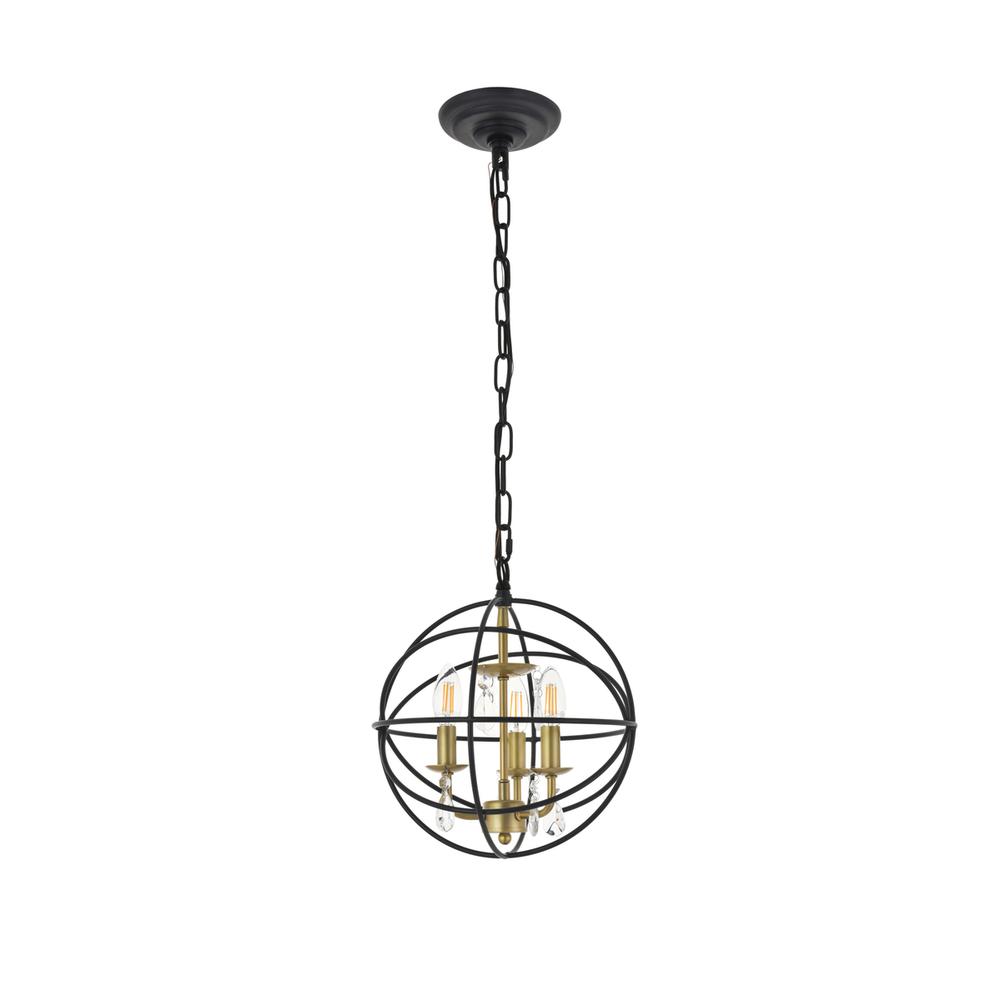 Wallace 3 Light Matte Black And Brass Pendant. Picture 4