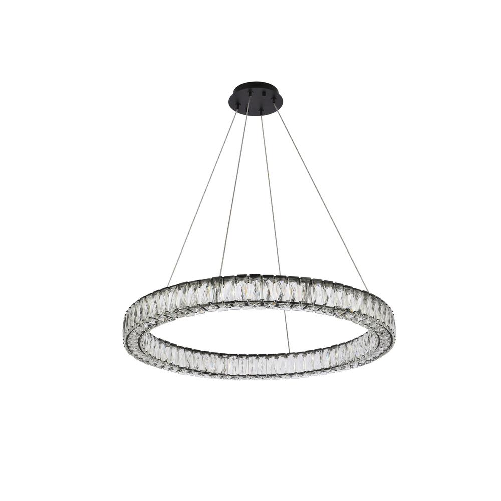 Monroe 31 Inch Led Round Single Pendant In Black. Picture 6