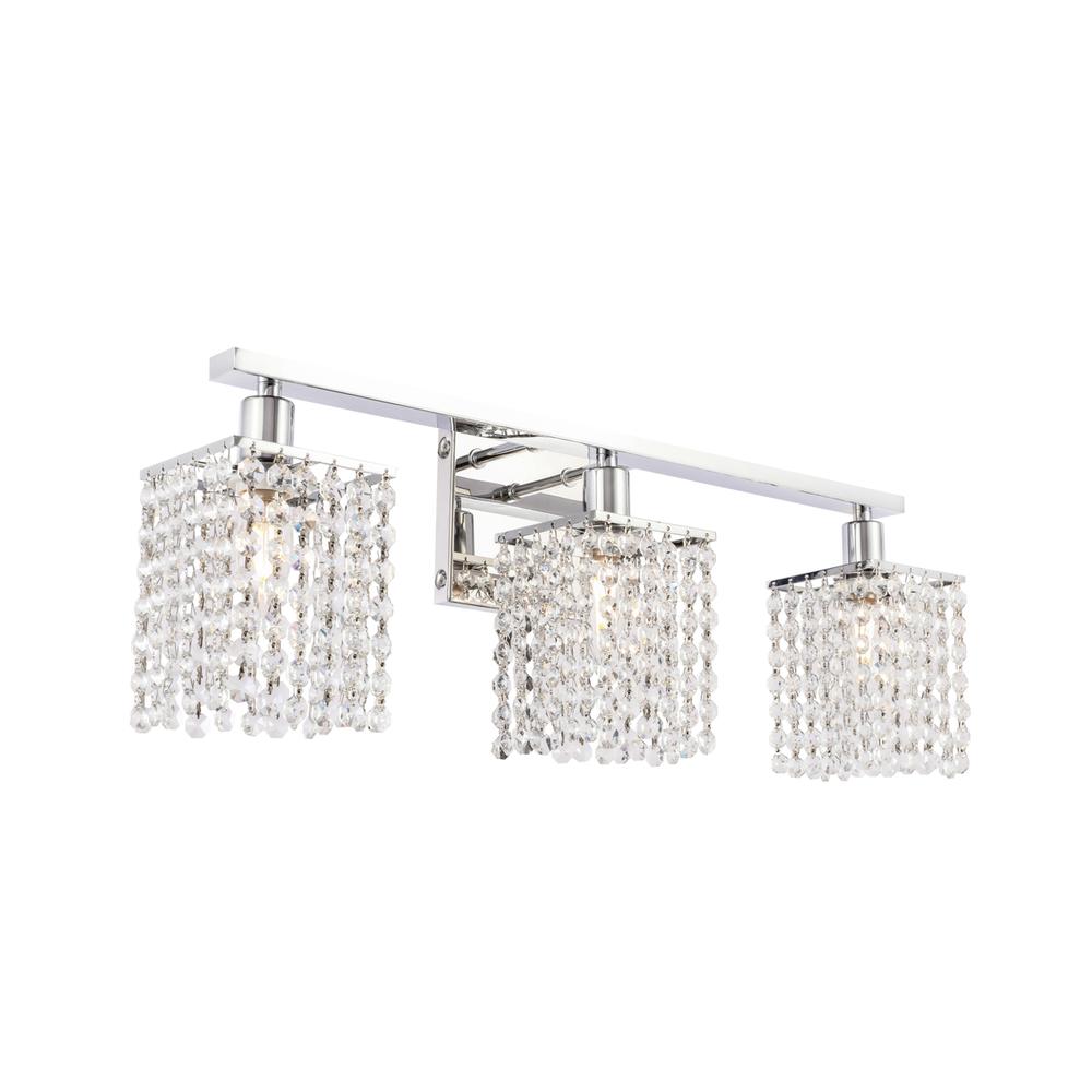 Phineas 3 Light Chrome And Clear Crystals Wall Sconce. Picture 4