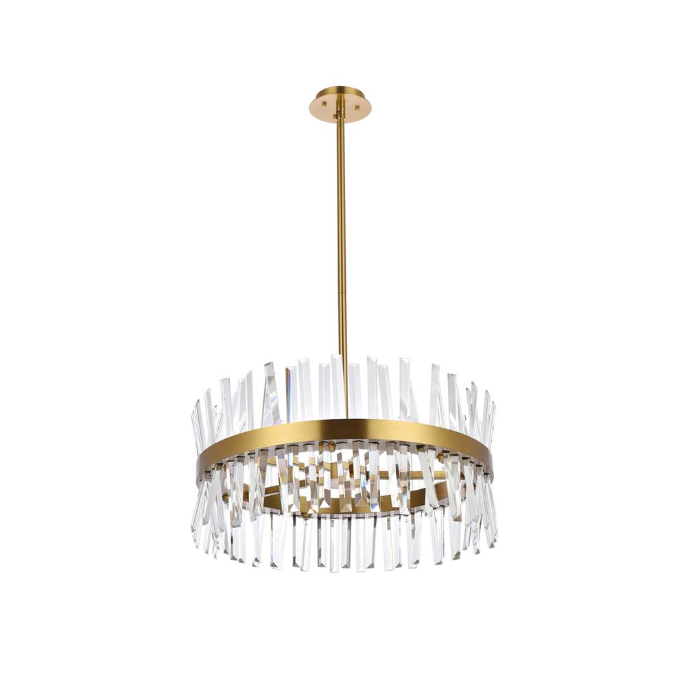 Serephina 25 Inch Crystal Round Pendant Light In Satin Gold. Picture 6