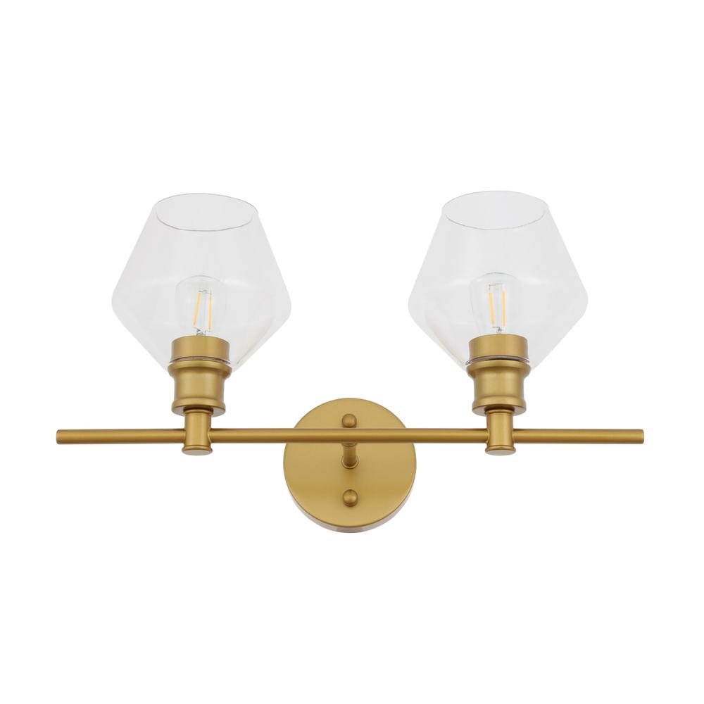 Gene 2 Light Brass And Clear Glass Wall Sconce. Picture 4