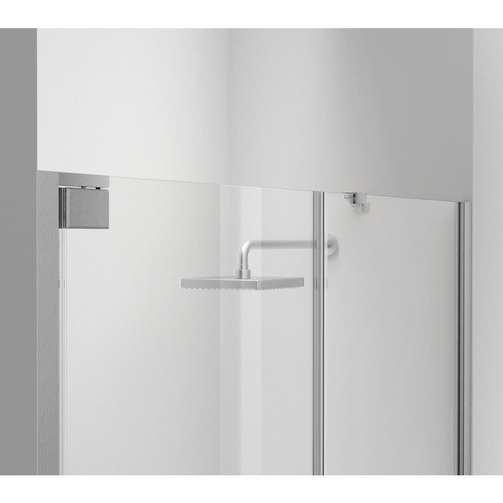 Semi-Frameless Hinged Shower Door 60 X 72 Brushed Nickel. Picture 7