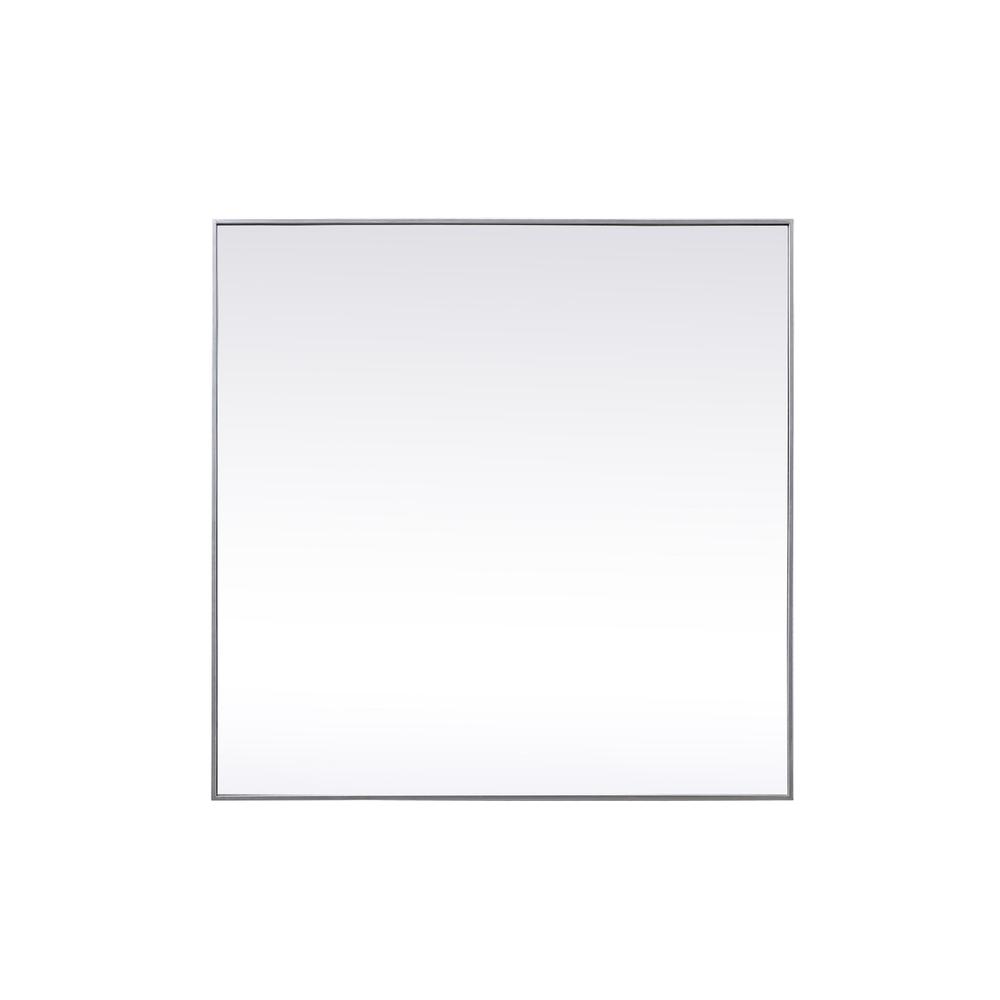 Metal Frame Square Mirror 48 Inch In Silver. Picture 1