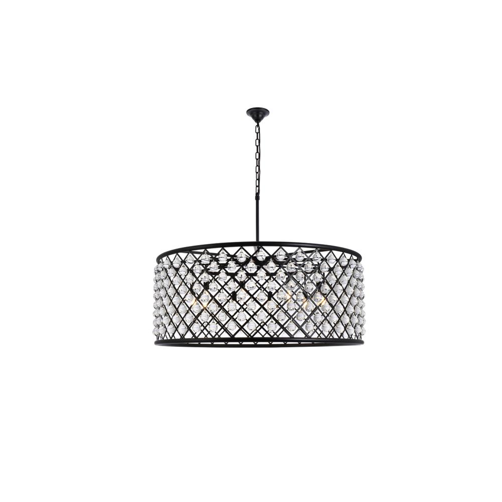 Madison 10 Light Matte Black Chandelier Clear Royal Cut Crystal. Picture 1