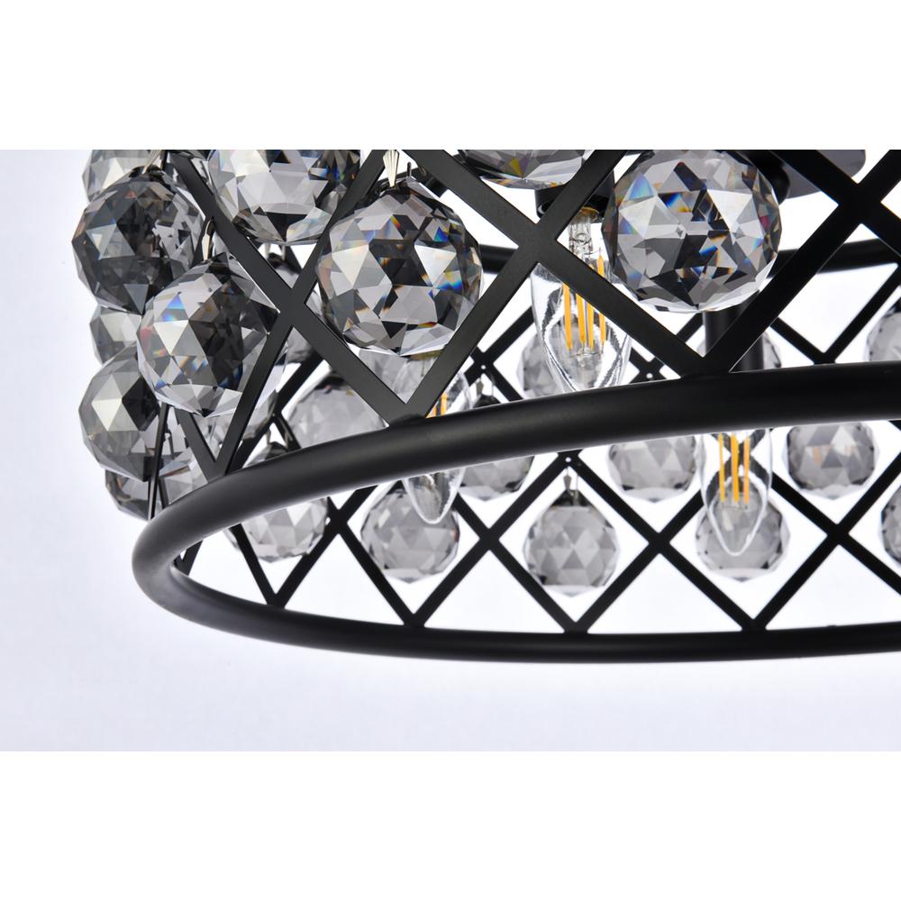 Madison 5 Light Matte Black Chandelier Silver Shade (Grey) Royal Cut Crystal. Picture 3